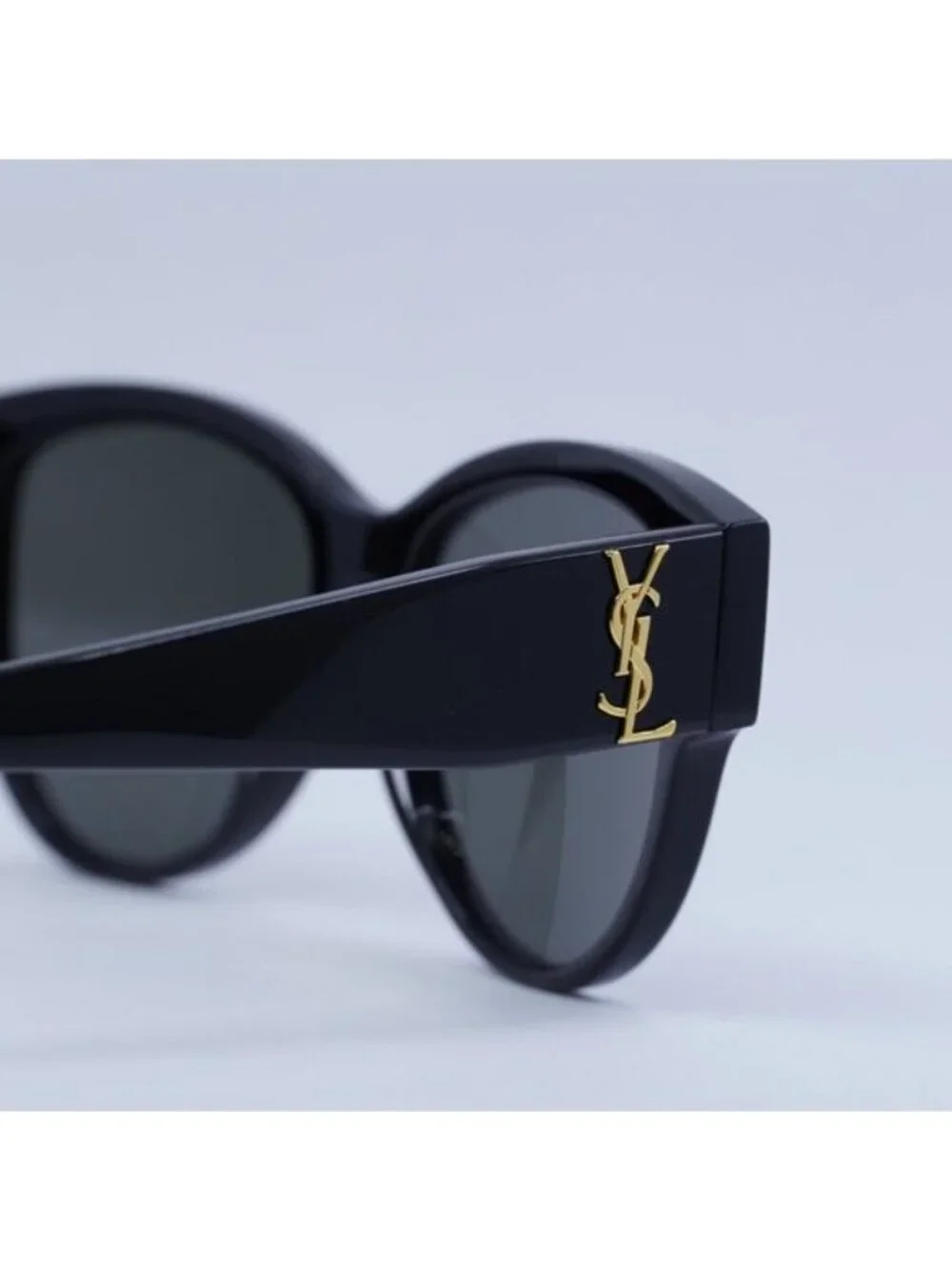 Saint Laurent SLM3 002 Sunglasses Black Cat Eye Frame, Grey Lenses